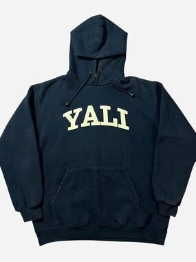 Vintage Yale University Yali Collegiate Navy Spell Out  Hoodie